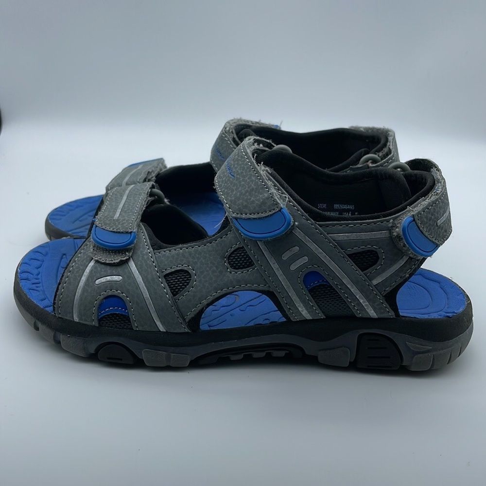 YOUTH BOY'S Eddie Bauer Steve Hook and Loop River Sandals, Blue / Grey, Size 4